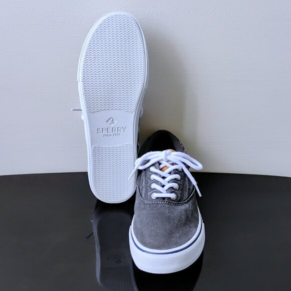Sperry Men Top-Sider Striper CVO Sneaker in Cool Looking Salt-Washed Black/Grey - Picture 12 of 13